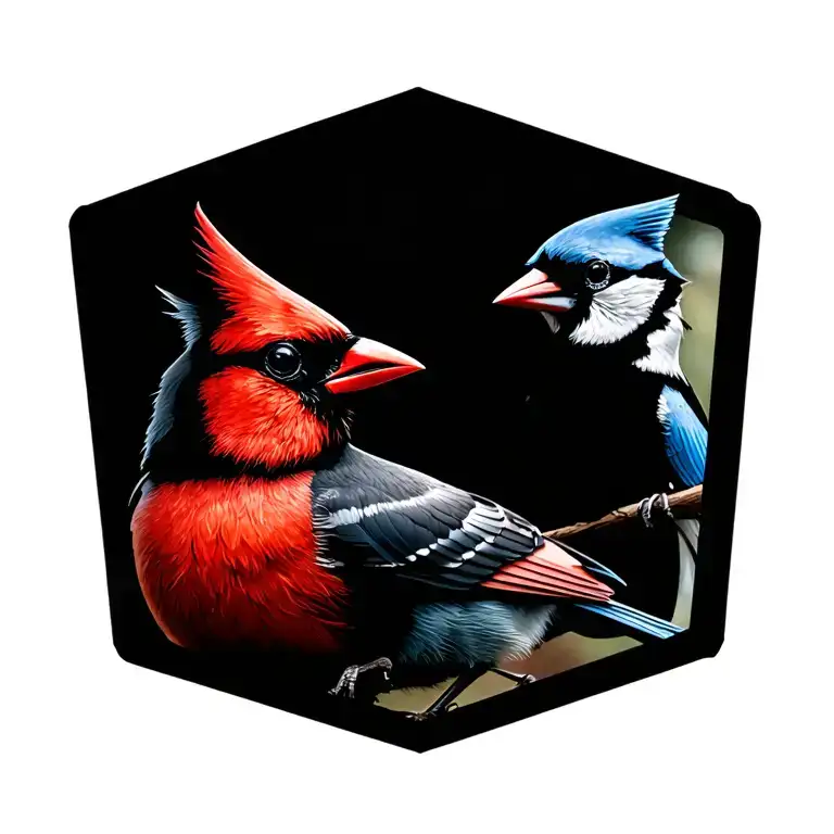 Cardinal And Blue Jay