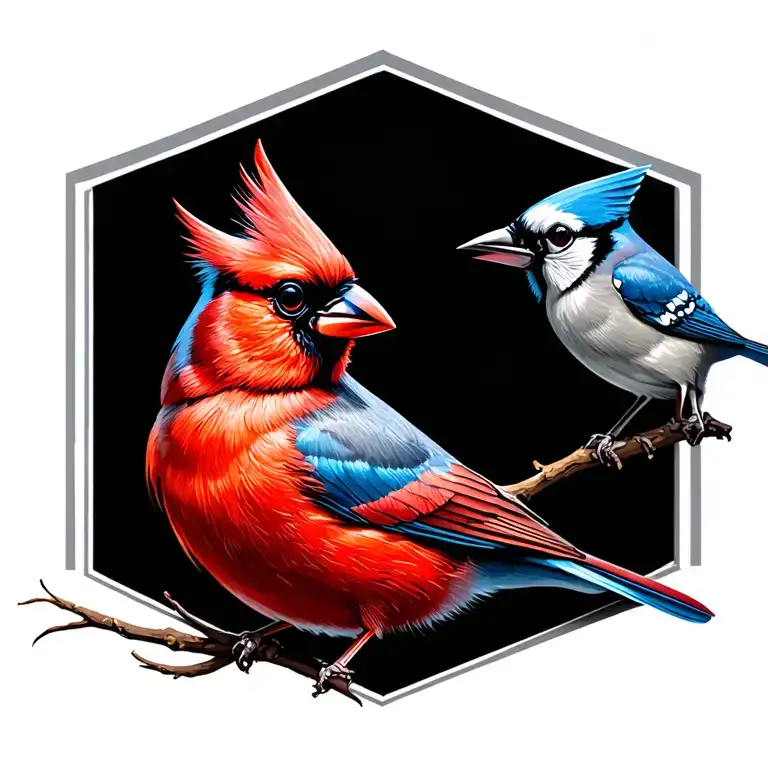 Cardinal And Blue Jay