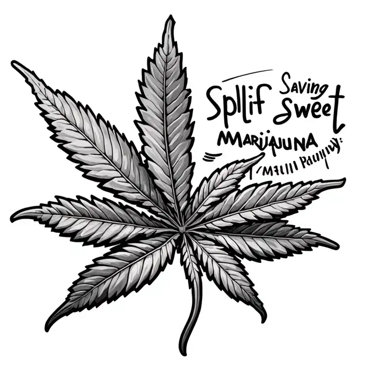 Cannabis Leaf Transforming Into Splif Saying Sweet Marijauna