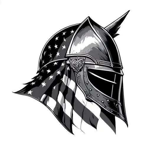Knight Helmet American Flag