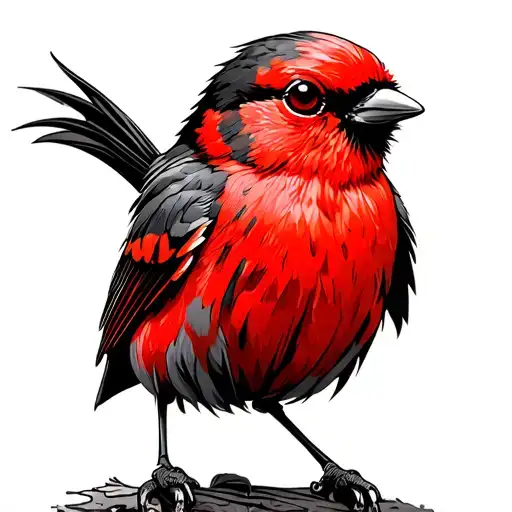 A Red Fody In Minimalistic Style With Outline Only And Few Fill Ins