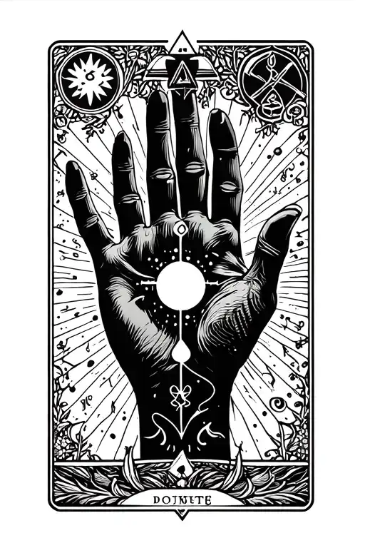 Hand Of Six Tarot Card Featuring Symbols
