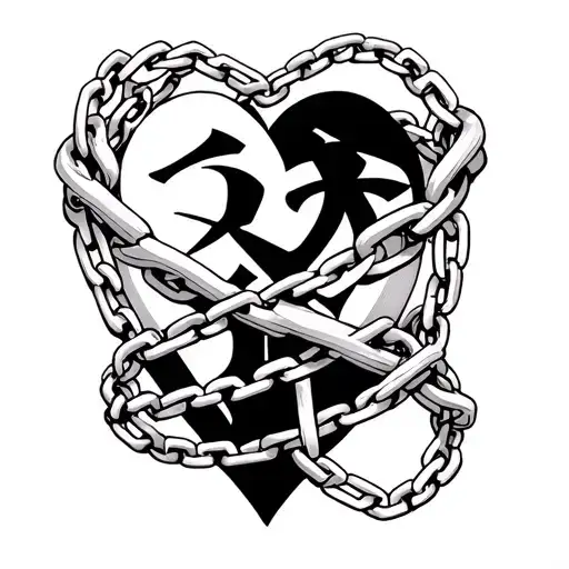 Gaara's Love Tattoo In Japanese Letters Wrapped With Kurapika's Judgement Chain From Hunter Hunter