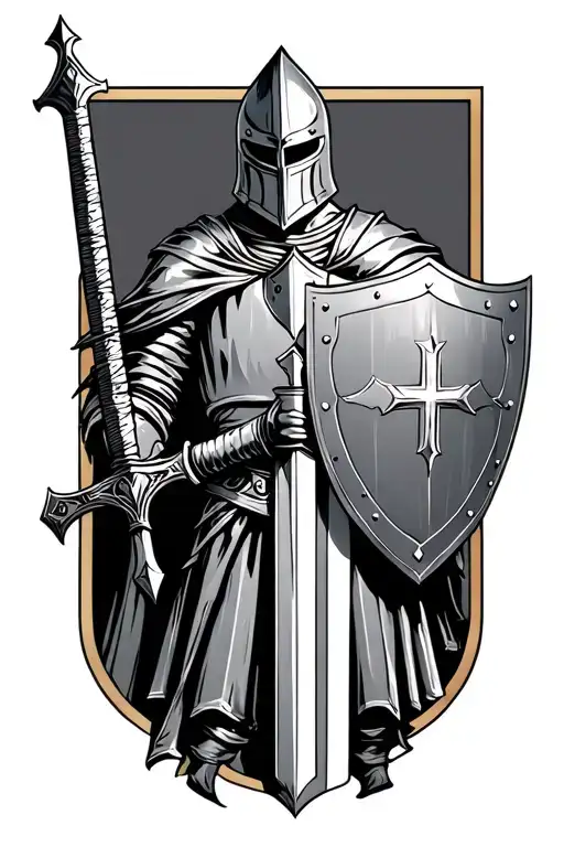 Templar Knight With Sheild And Sword