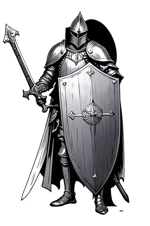 Templar Knight With Sheild And Sword