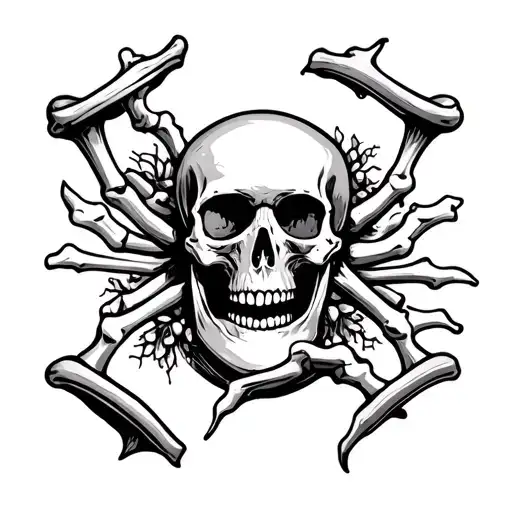 Broken Hourglass Made From Skulls And Bones