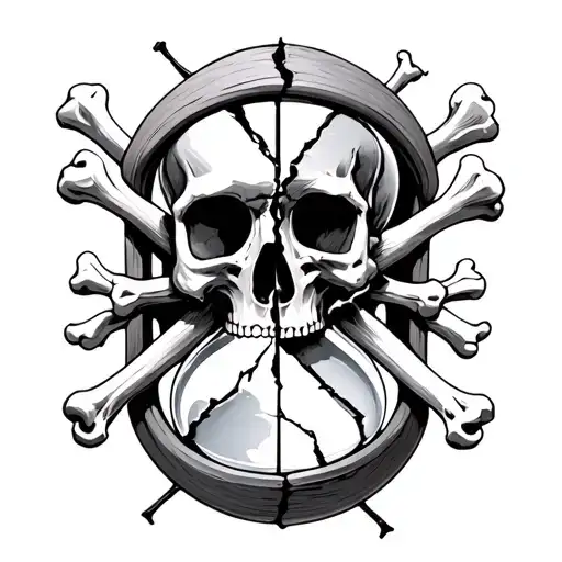 Broken Hourglass Made From Skulls And Bones