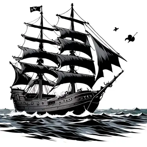 Cyber Sigilism Pirate Ship Tattoo idea