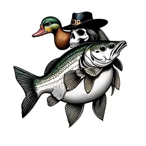 Skull And Bass And Duck Holding