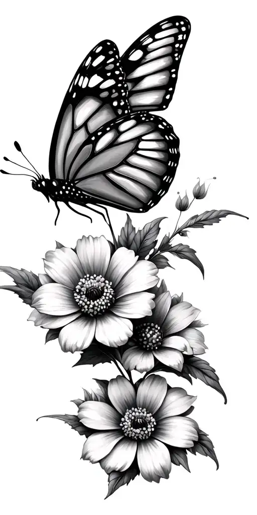 Butterfly And Flowers