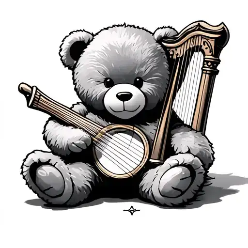 Teddy Bear And Harp