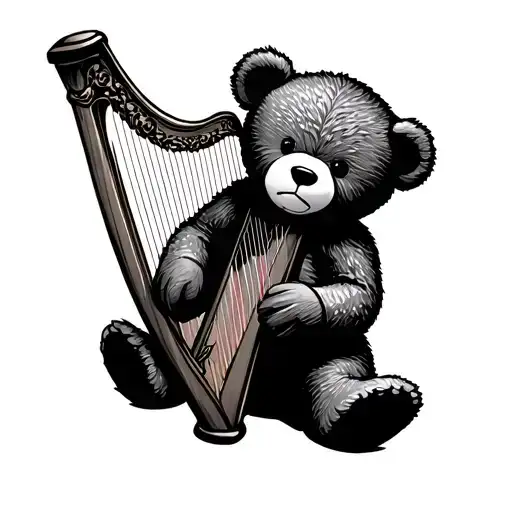 Teddy Bear And Harp Only