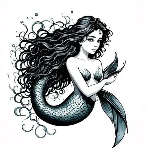 Mermaid Swimming Gracefully Tattoo idea