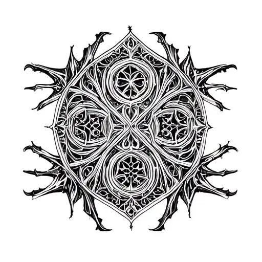 Symmetrical Gothic Architecture Pattern To Be Used In A Line