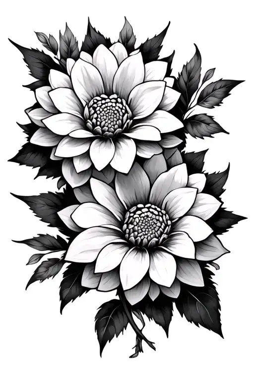 Curved Waist Tattoo Design Of Dahlia Flowers Coming