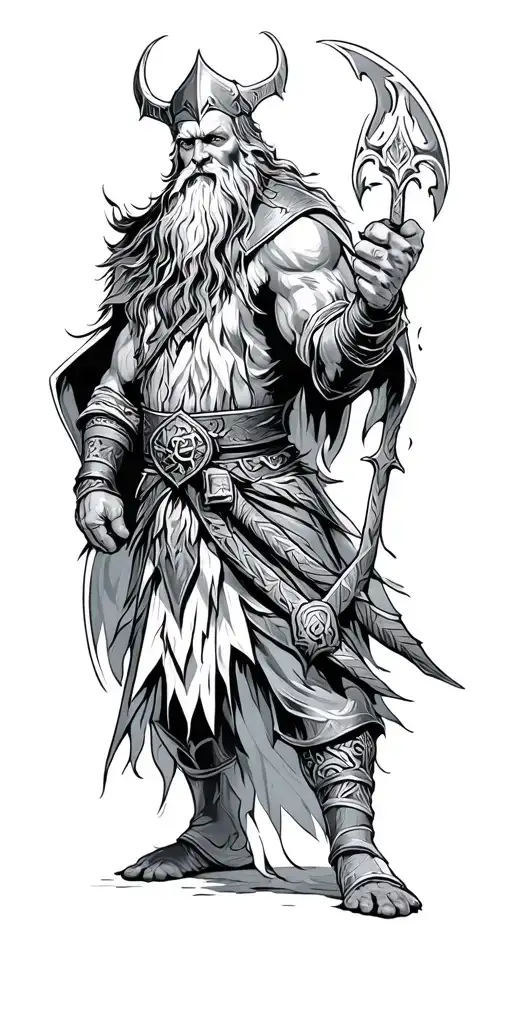 Norse God Wielding Tattoo idea
