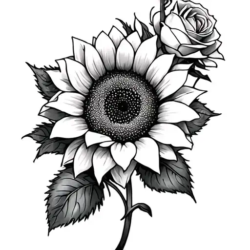 Sunflower And Rose