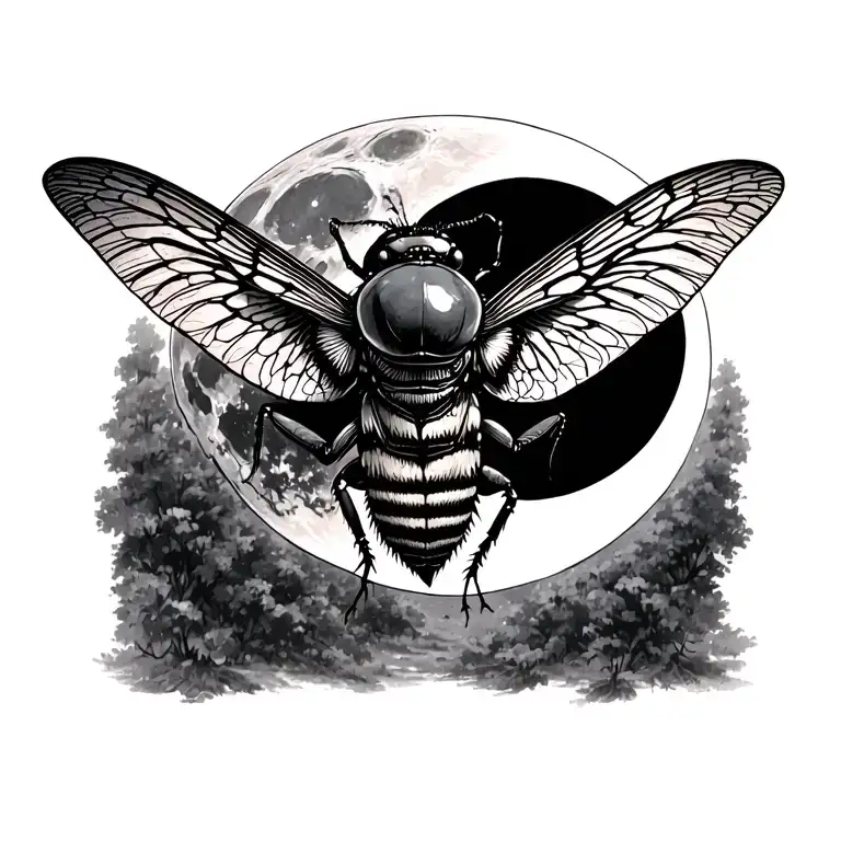 Cicada Open With The Moon And Soliel