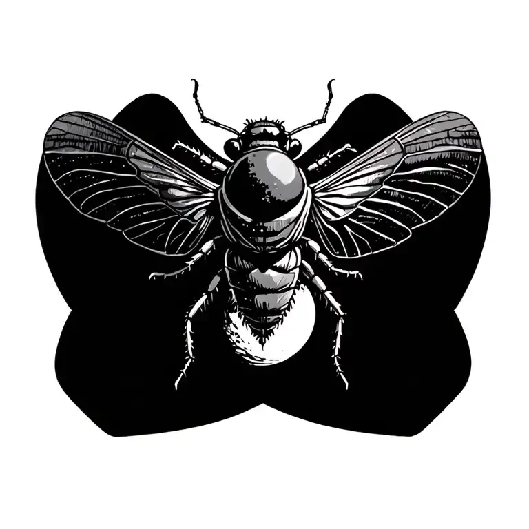 Open Cicada With A Moon Above