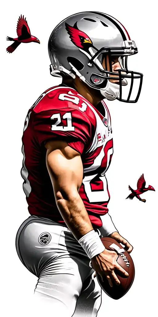 Football Player With Cardinals Flying Tattoo idea