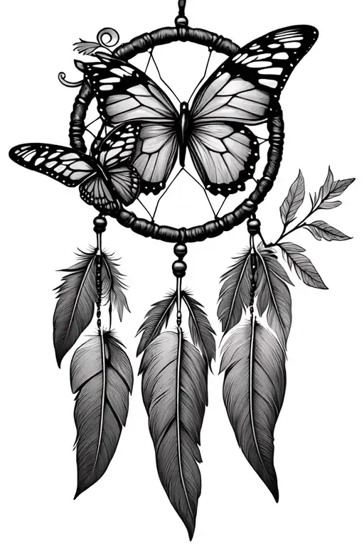 A Dream Catcher With A Butterfly In The Middle And A Country Effect Tattoo idea