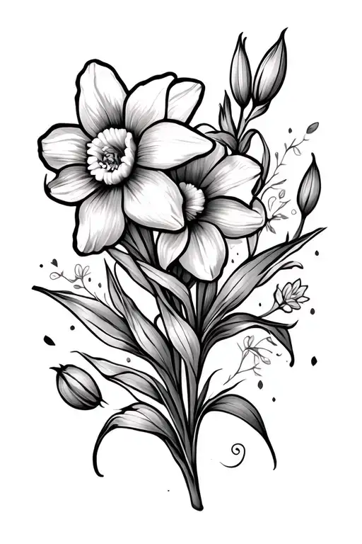 Lakspur And Daffodil Flower