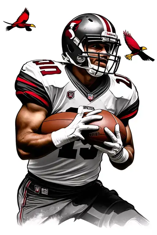 Football Player With Cardinals Flying Tattoo idea