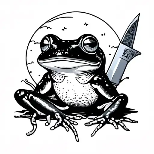 Frog Sunrise Moon And Flick Knife Surrounded