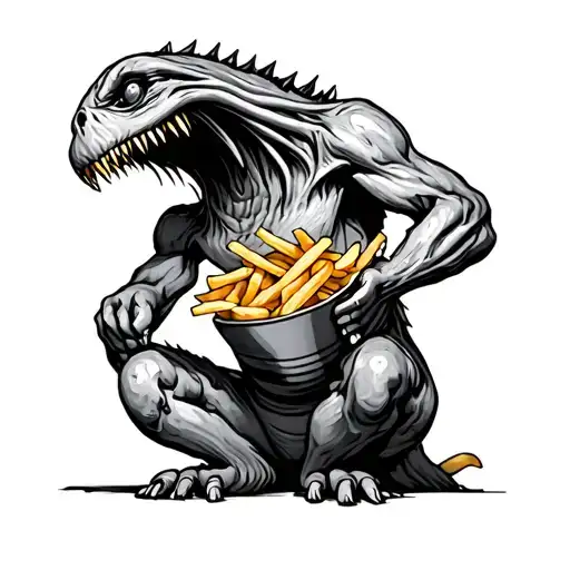 Monster Eating Hot Chips