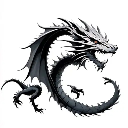 Dragon Flying Towards The Sun