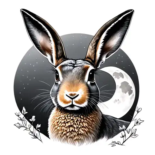 Hare Looking At Moon