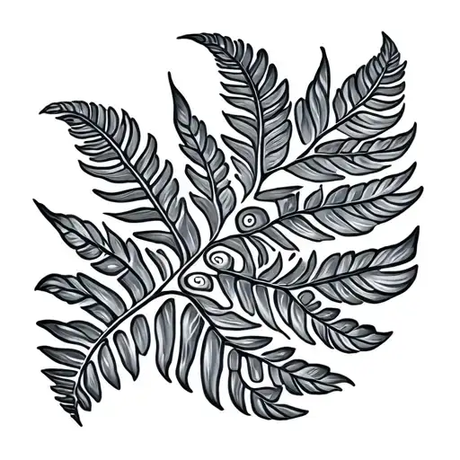 Silver Fern With 5 Koru Pattern Integrated