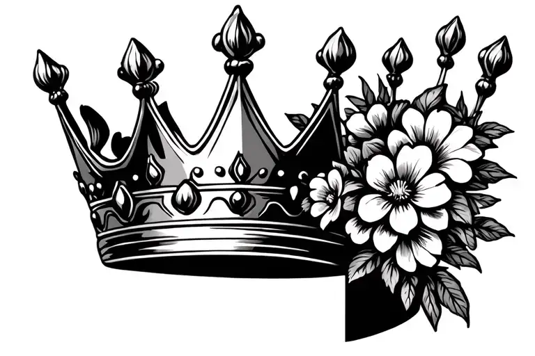 Kings Crown Surrounded By Bold Flowers