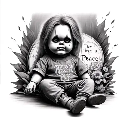 Rest In Peace Chucky Doll Sitting