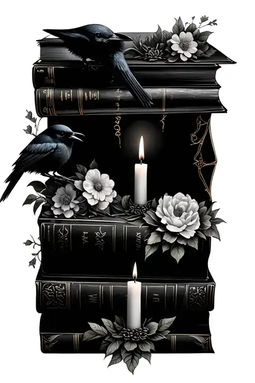 Books Witchy Flowers Crows Candles Flowers Velaris Tattoo idea