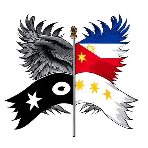 Nz And Philippines Flags Masculine Tattoo Shoulder Colored