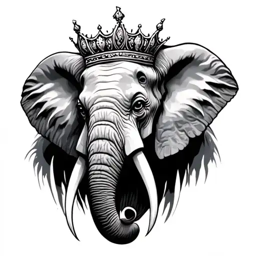 Mad Elephant Head With Crown
