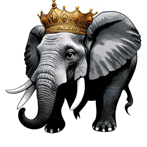 Mad Elephant Head With Crown