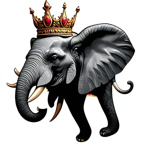 Mad Elephant Head With Crown
