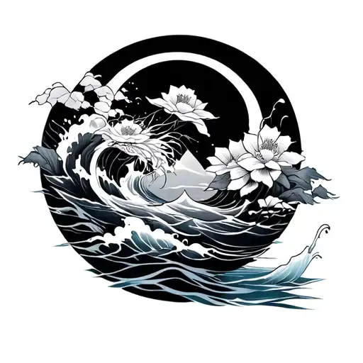 Japanese Style Water Tattoo Sleeve