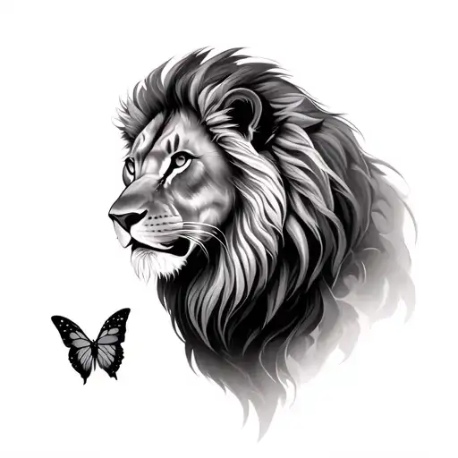 Lion And Butterfly