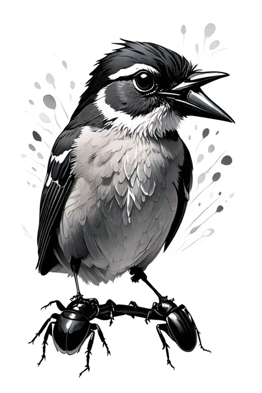 A Robin Bird With A Beetle Showing The Coexistance Of Order And Chaos