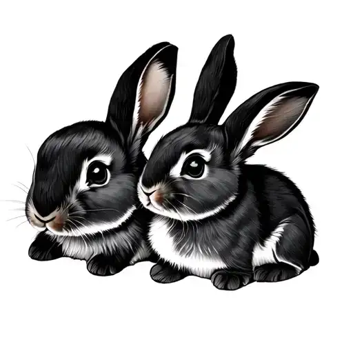 Two Little Bunnies Minimalist One Line