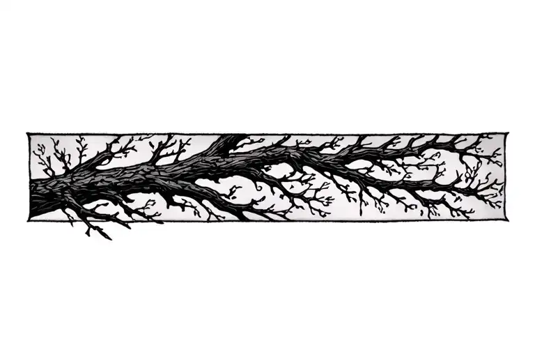Wrist Band Tattoo Featuring Branches Shaped Like Illustration