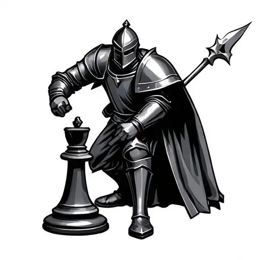Knight Fighting A Knight Chess Piece