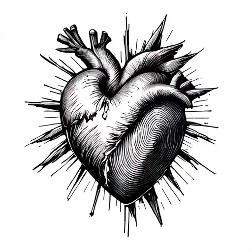 Heart With Fingerprint And Date In Roman Figures