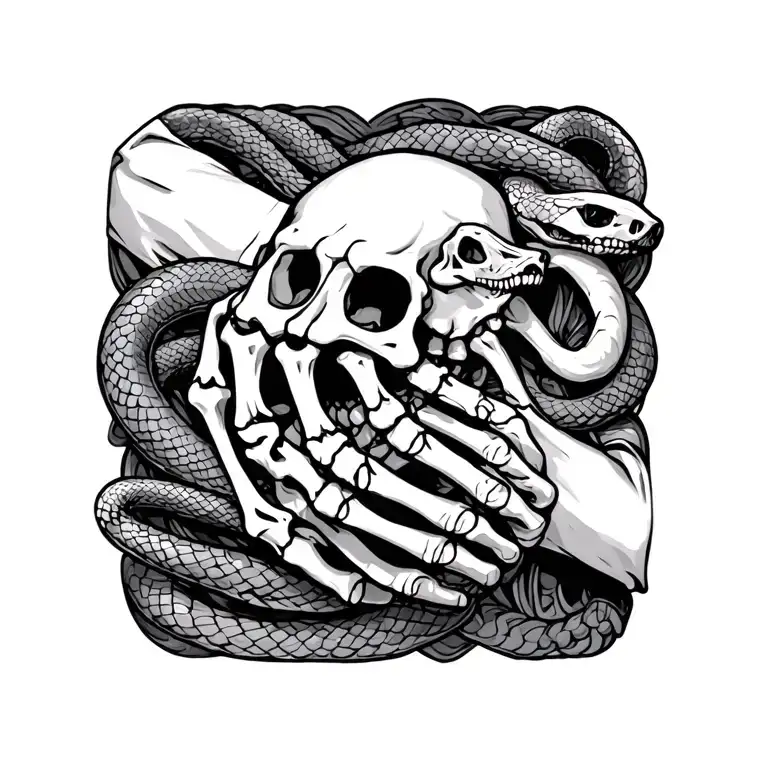 Skeleton Hand With A Snake On Wrist