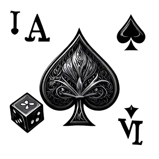 Ace Of Spades Card Featuring D&d Dice Set