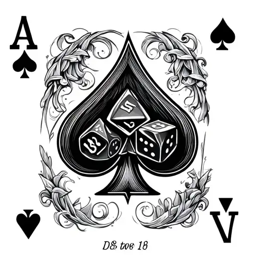 Ace Of Spades Card Featuring D&d Dice Set And Birth Date 3D