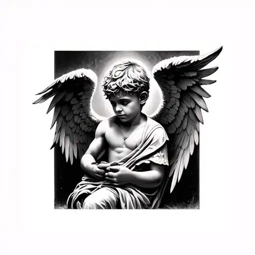 Angel Boy Playing On Violance